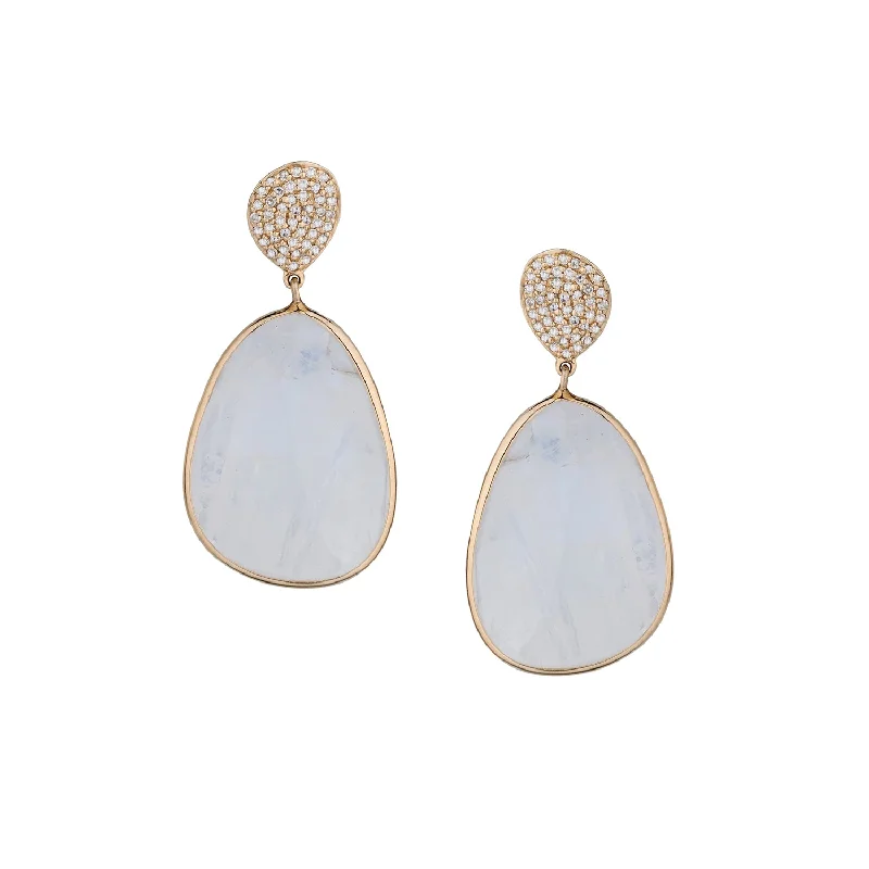 Women’s vintage stud earrings-PAVÉ DIAMOND & MOONSTONE EARRINGS