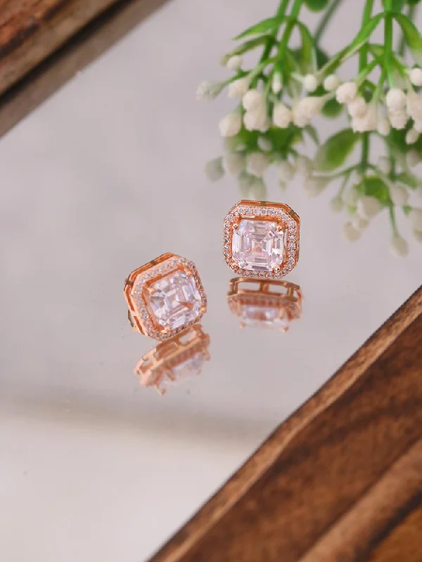 Women’s rainbow earrings-Rose Gold Esmee Zirconia Studs