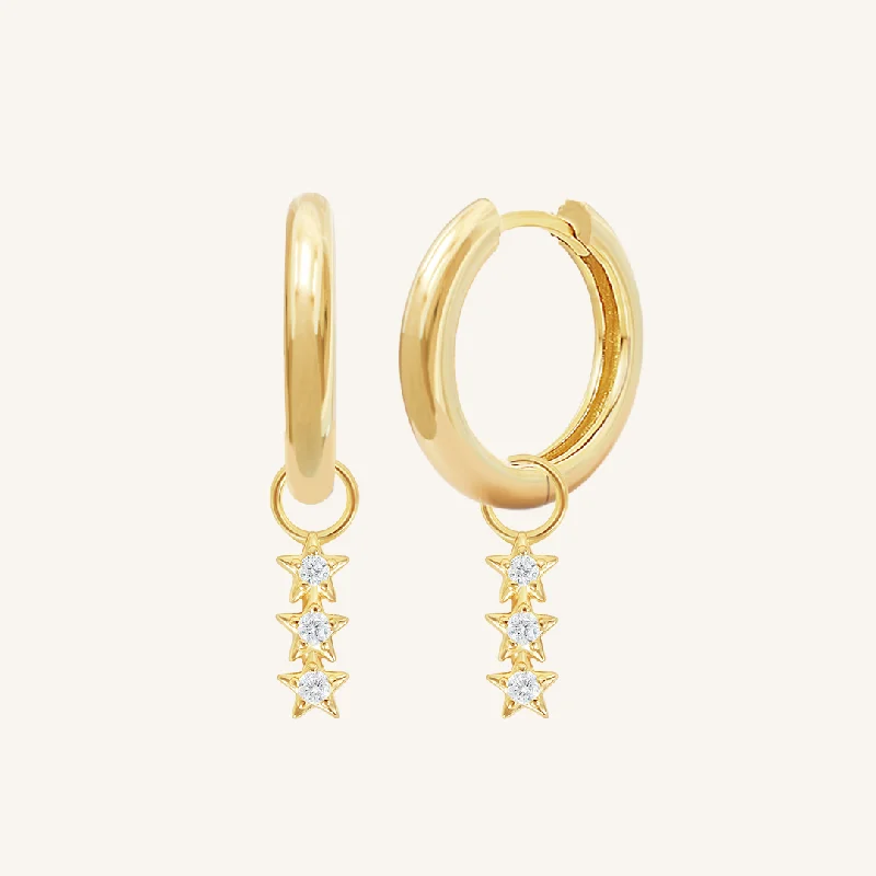 Women’s boho earrings-Constellation Charm Hoops