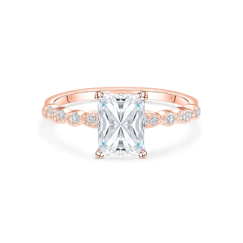 Women’s aquamarine rings-The Alexandria - Rose Gold