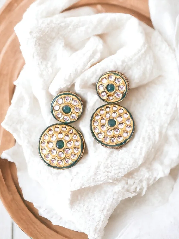 Women’s stud earrings-Emerald Krishika Danglers