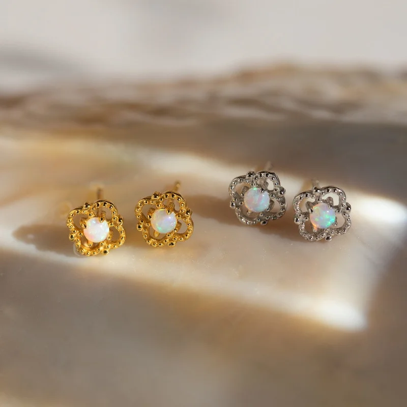 Women’s sapphire drop earrings-Alora Opal Studs