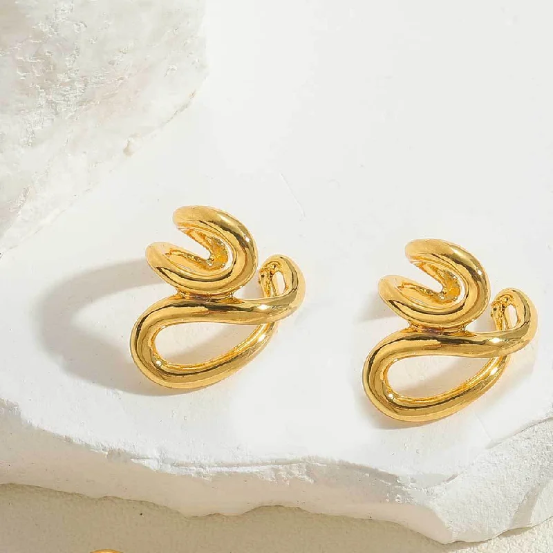 Real Gold Geometry Ear Clip-1