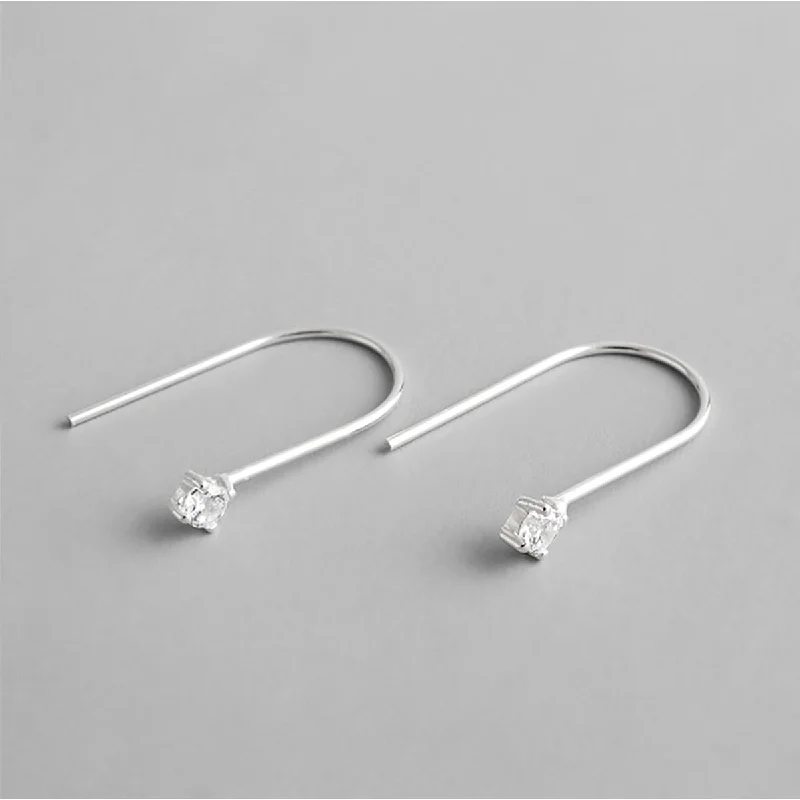 U-Shaped Micro Inlaid Zircon Ear Hook Silver