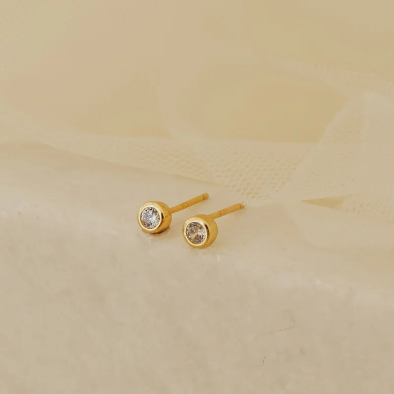 Women’s double hoop earrings-Jane Diamond Studs