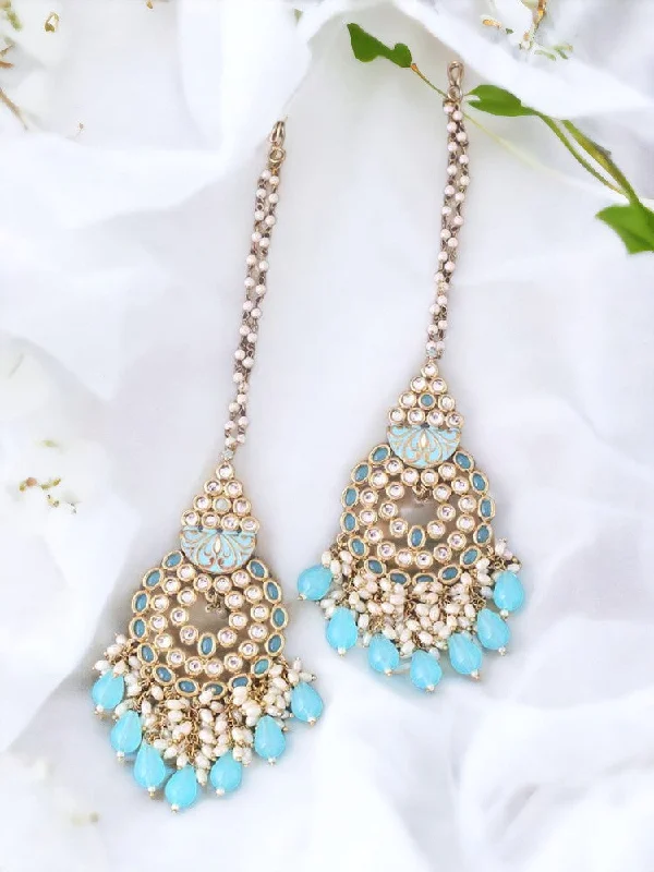 Women’s luxury gold earrings-Turquoise Jasmit Chaandbalis - EOSS