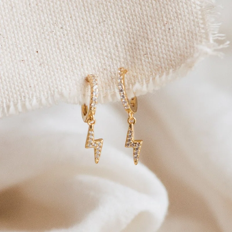 Women’s chandelier earrings-Striker Pave Huggies