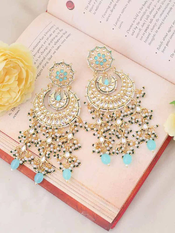 Women’s delicate earrings-Turquoise Vidhur Chaandbalis