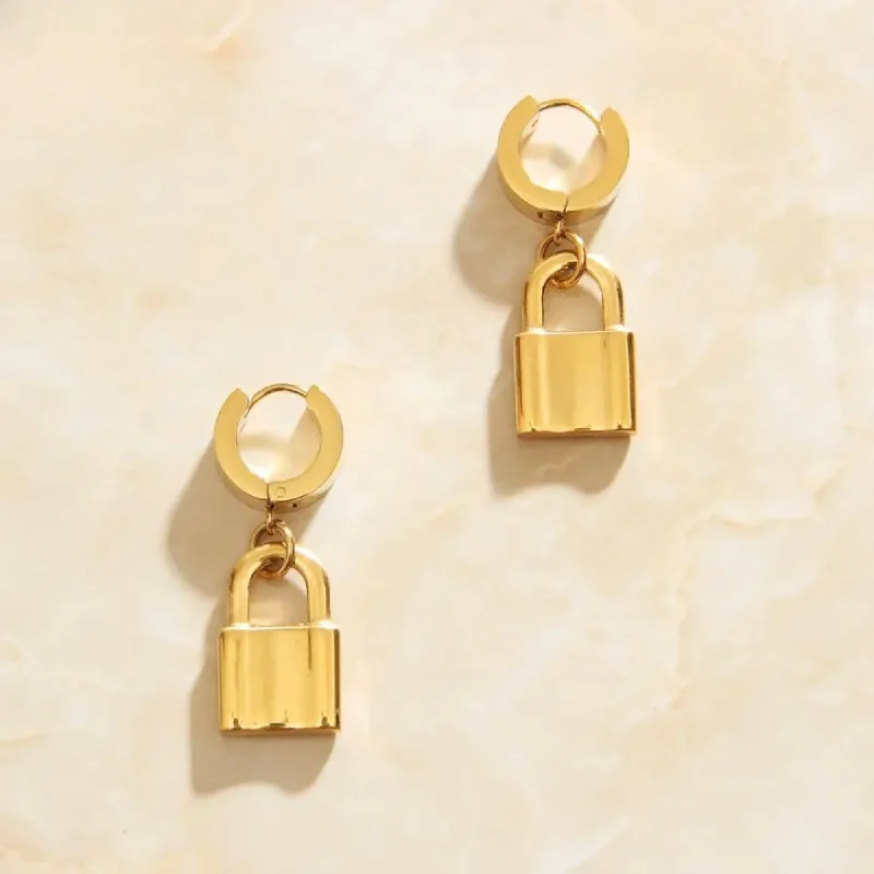 Women’s bridal earrings-Padlock Drop Earrings