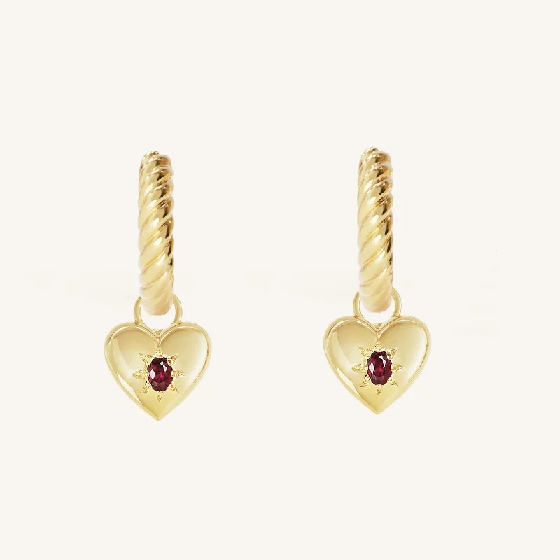 Women’s drop earrings-Rouge Charm Hoops