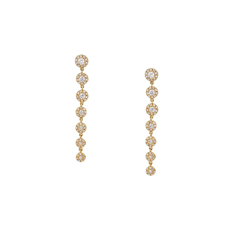 Women’s star-shaped earrings-DIAMOND HALO DROP EARRINGS