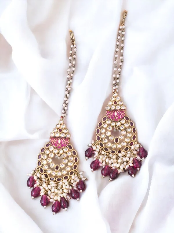 Women’s pearl earrings-Wine Jasmit Chaandbalis - EOSS