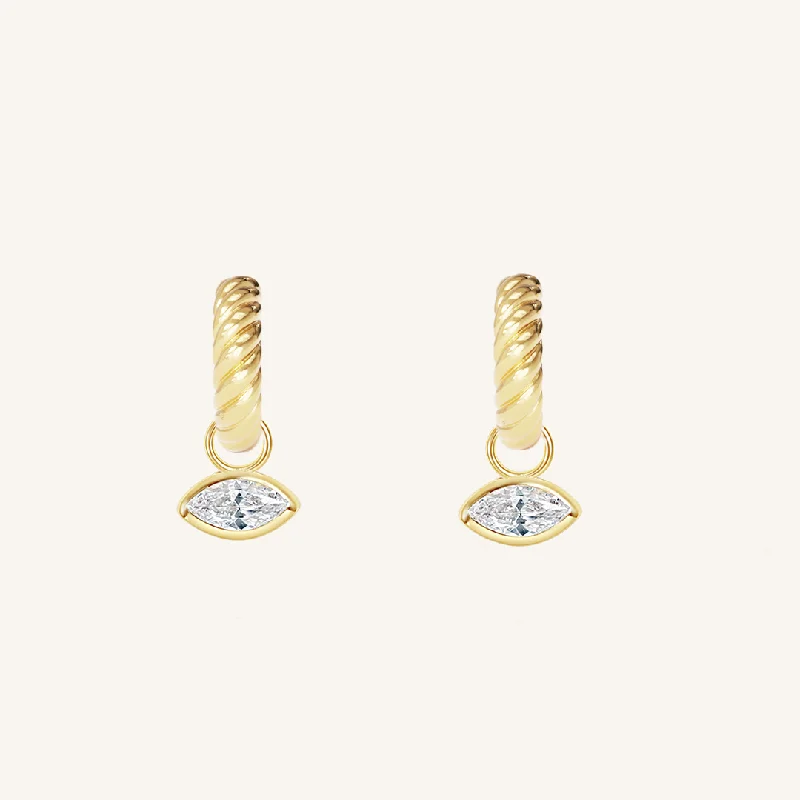 Women’s oval earrings-Louvre Charm Hoops