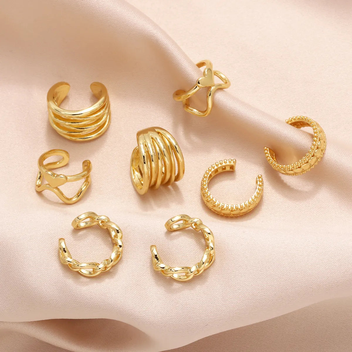 Women’s luxury earrings-1 Pair Simple Style Heart Shape Solid Color Twist Plating Copper 18K Gold Plated Ear Cuffs