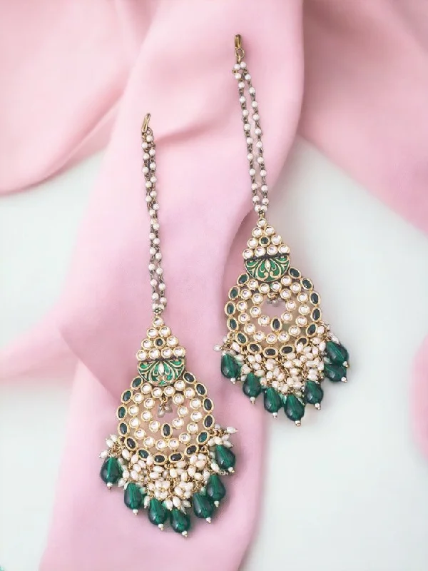 Women’s halo earrings-Emerald Jasmit Chaandbalis - EOSS