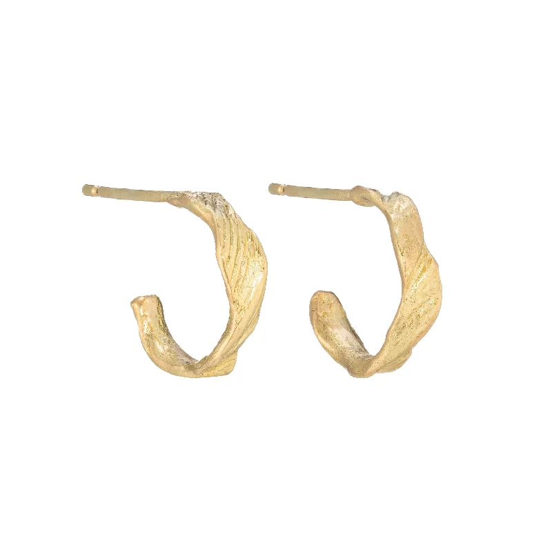 Women’s oval-shaped earrings-Mini Ripple Hoops 18ct Gold