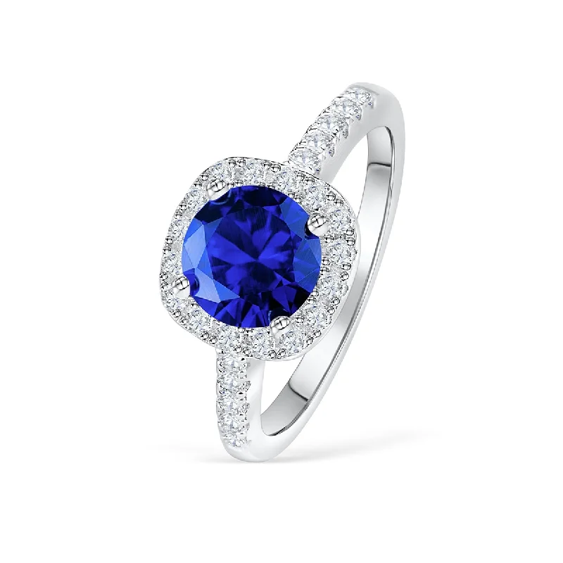 Women’s heart-shaped rings-The Halo - Tanzanite