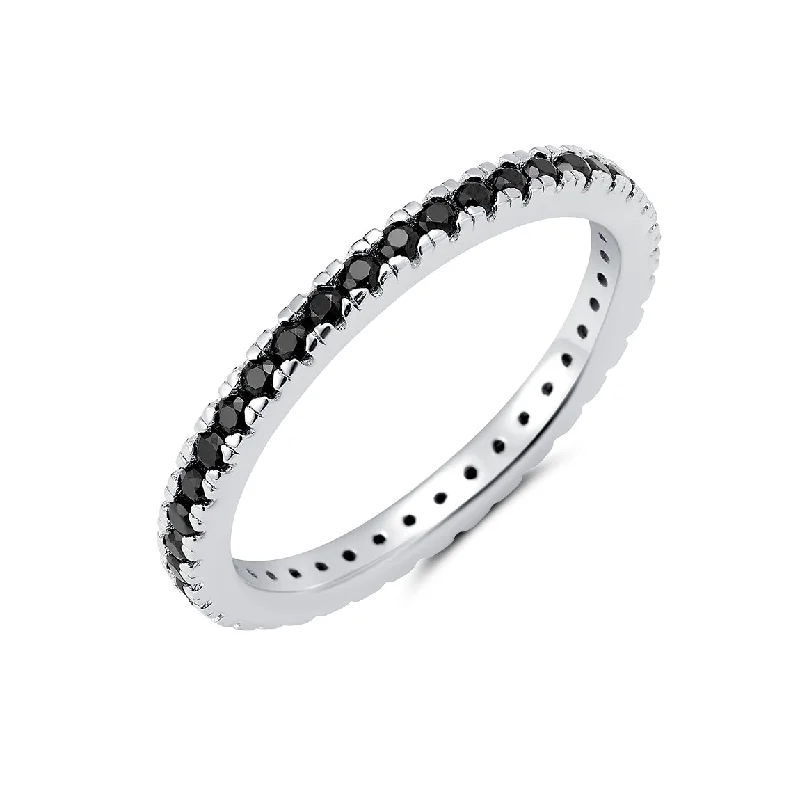 Women’s platinum rings-Crislu Platinum Plated Sterling Silver and Cubic Zirconia Eternity Band