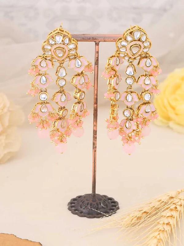 Women’s crystal drop earrings-Blush Dharti Danglers