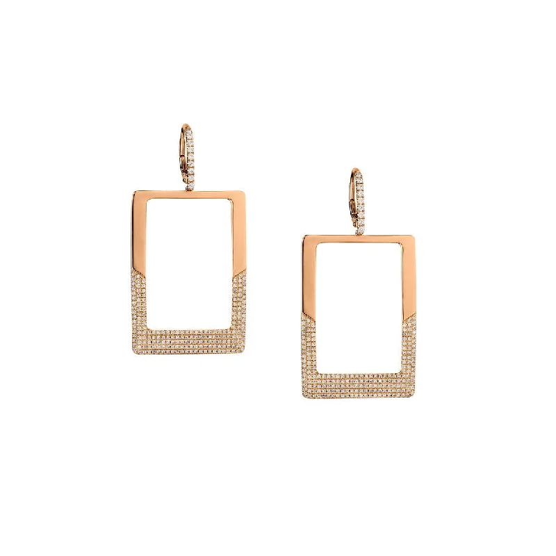 Women’s diamond earrings-SQAURE HOOP DIAMOND EARRINGS