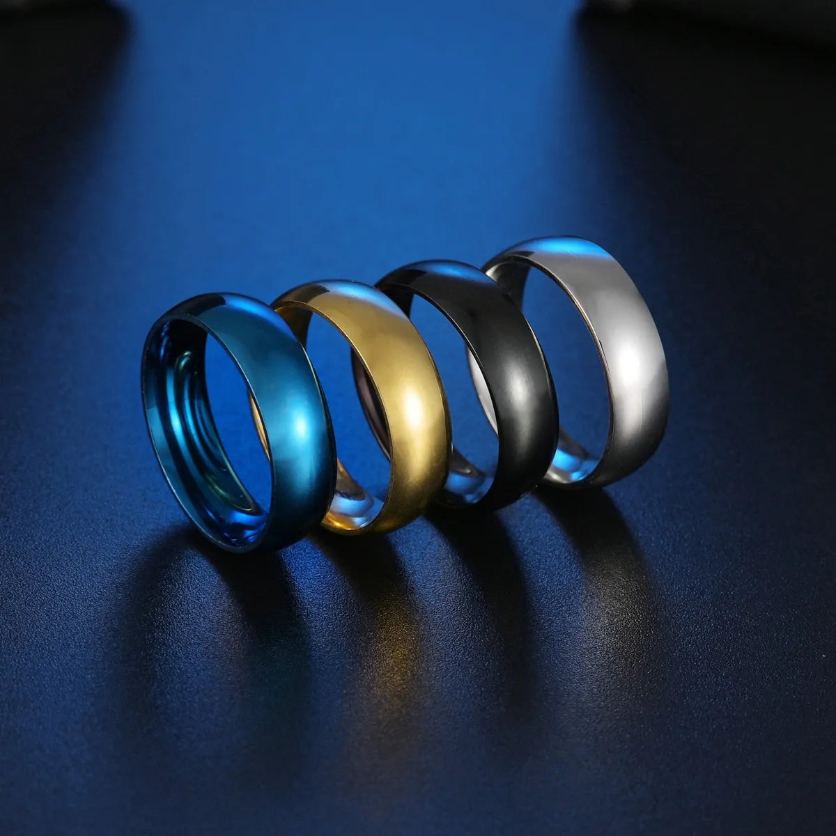 Women’s colored gemstone rings-Fashion Round 201 Stainless Steel No Inlaid Gold Plated Unisex