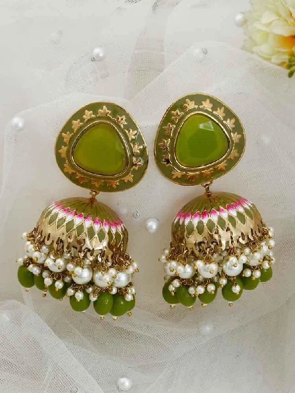 Women’s large hoop earrings-Olive Chetaki Jhumkis