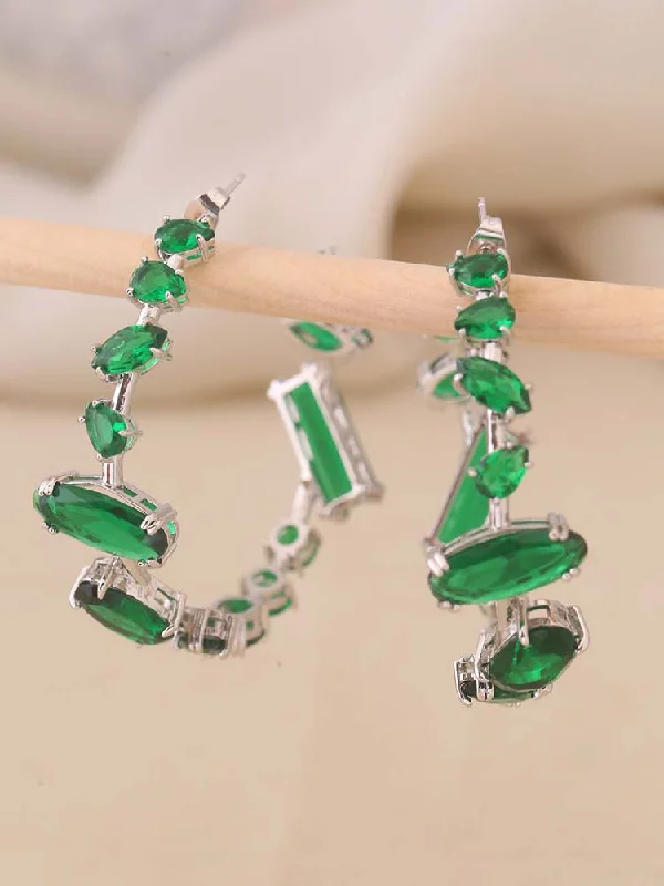 Women’s handmade earrings-Emerald Yanin Zirconia Hoops