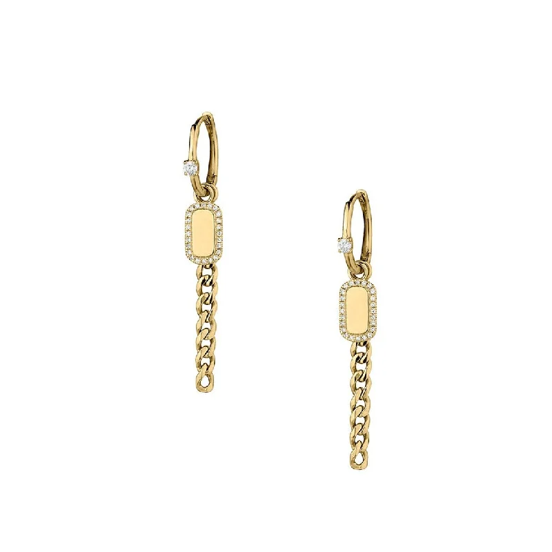 Women’s silver chandelier earrings-DIAMOND CHAIN LINK DROP EARRINGS