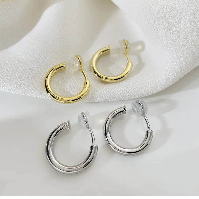 Women’s vintage drop earrings-1 Pair Simple Style Geometric Copper White Gold Plated Ear Cuffs