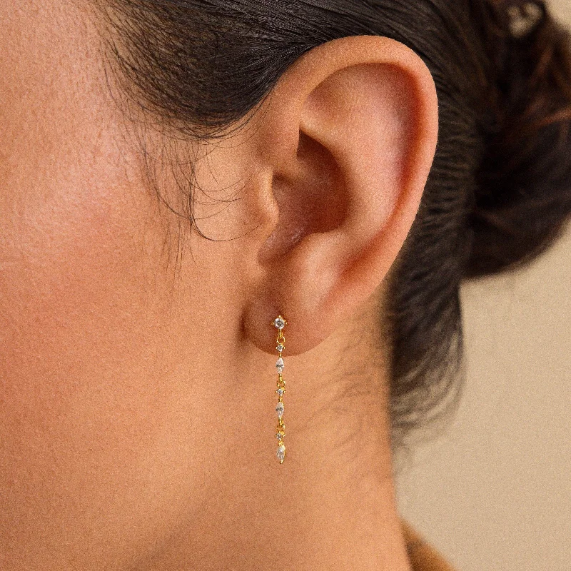 Women’s geometric earrings-Dainty Diamond Drop Earrings