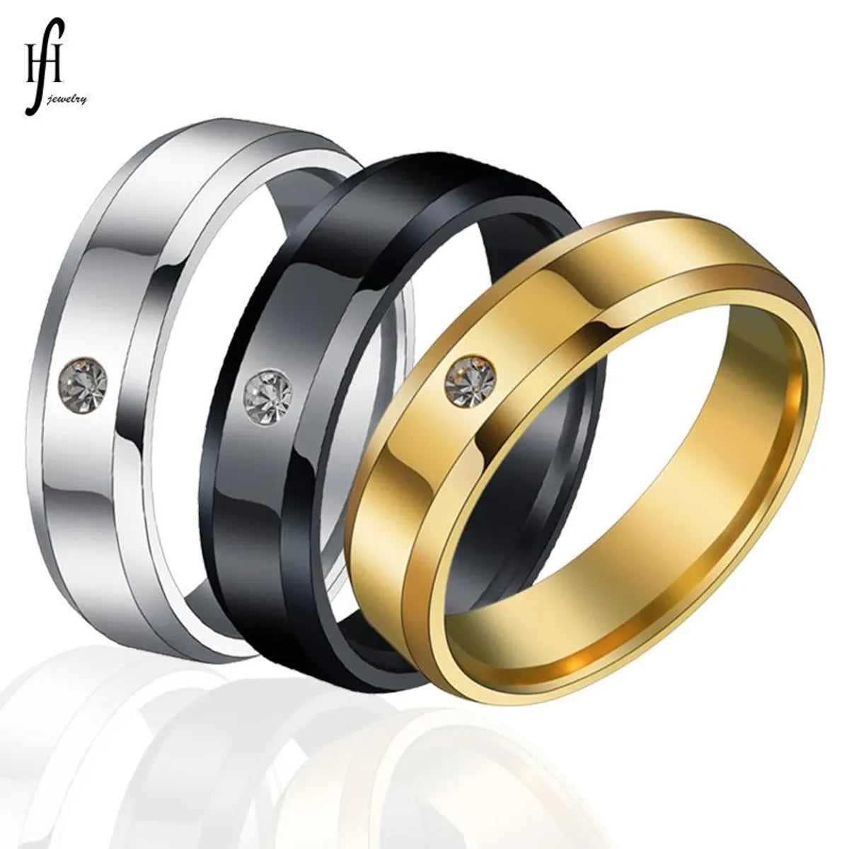 Women’s layered rings-Simple Style Geometric 201 Stainless Steel Zircon 18K Gold Plated Unisex