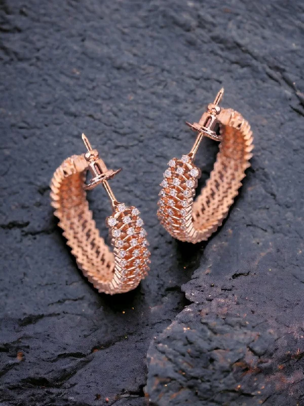 Women’s bohemian earrings-Rose Gold Josephine Zirconia Hoops