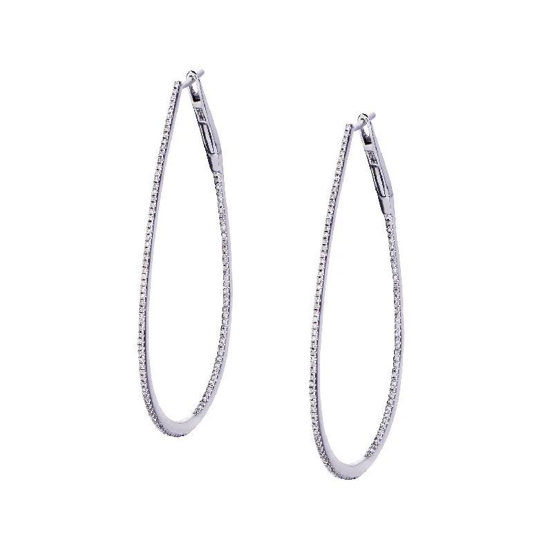 Women’s ear cuffs-DIAMOND TEARDROP HOOP EARRINGS