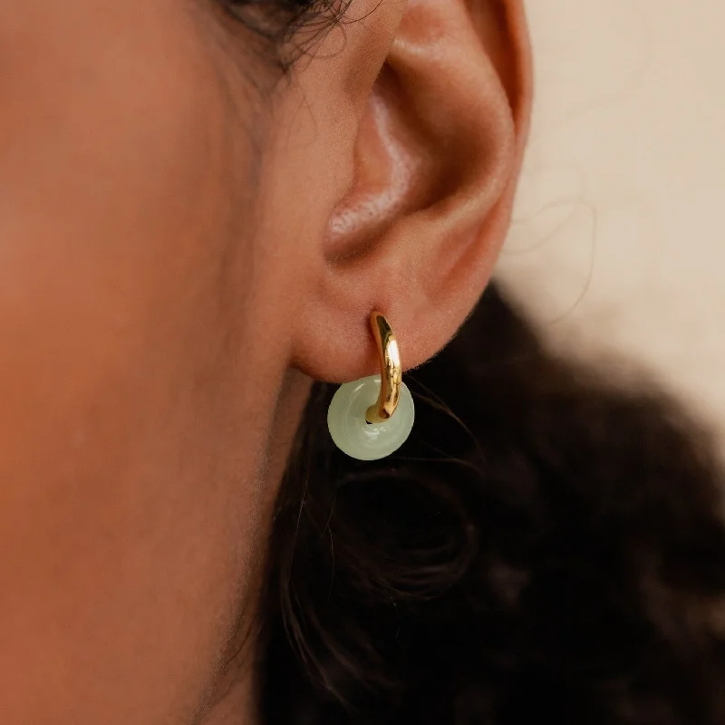 Women’s rose gold hoop earrings-Dainty Jade Duo Hoops