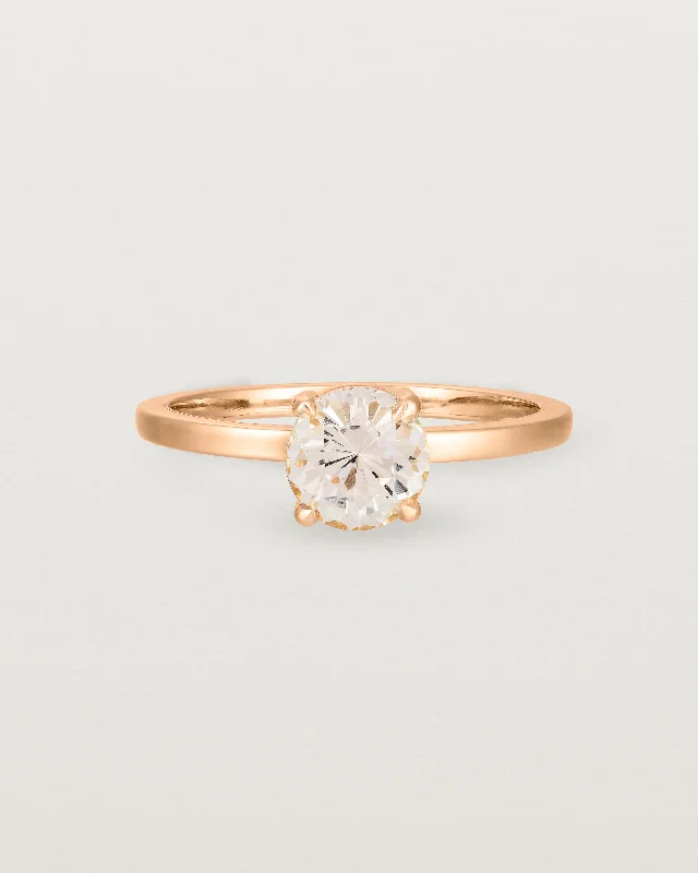 Women’s chunky rings-Petite Una Round Solitaire | Morganite