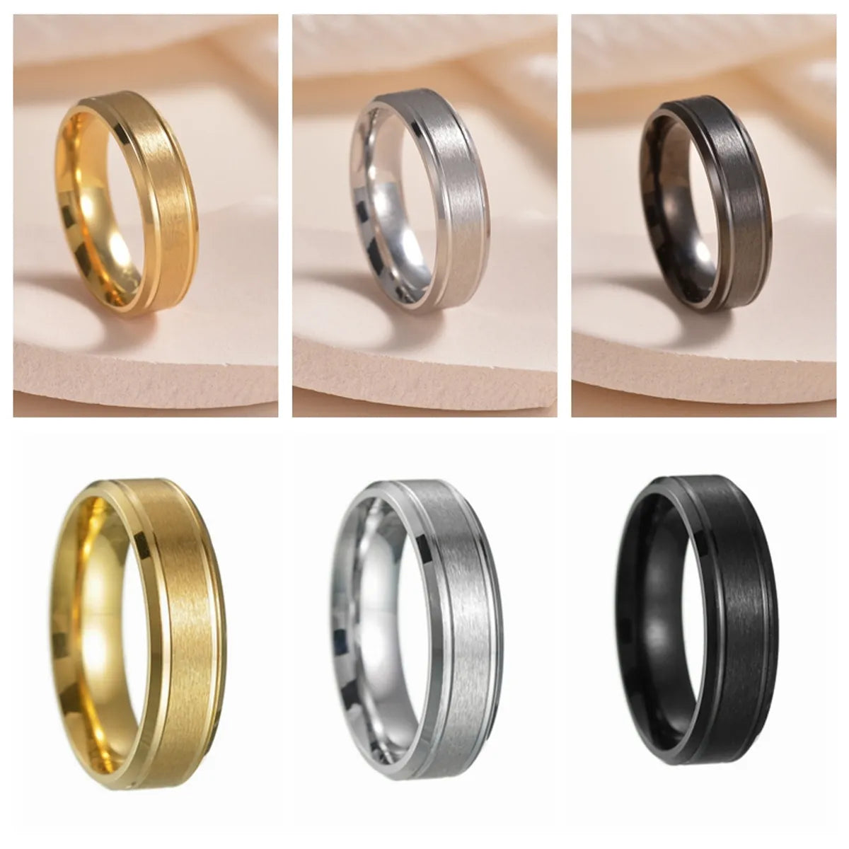 Women’s diamond rings-Simple Style Geometric 201 Stainless Steel No Inlaid Gold Plated Unisex