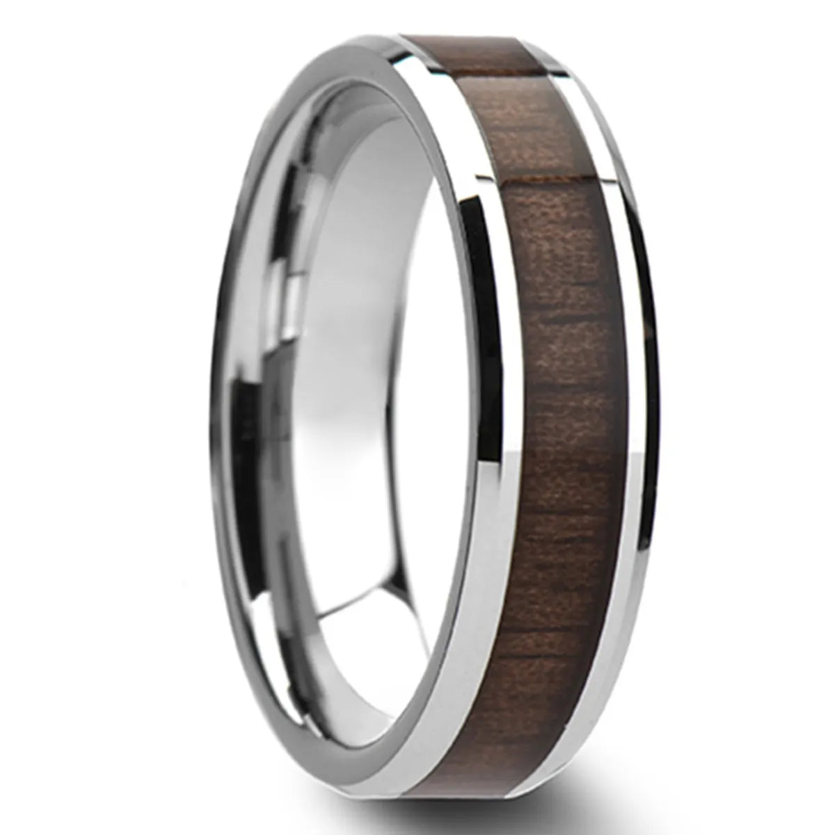 Women’s statement rings-Simple Style Round 304 Stainless Steel Solid Wood Unisex