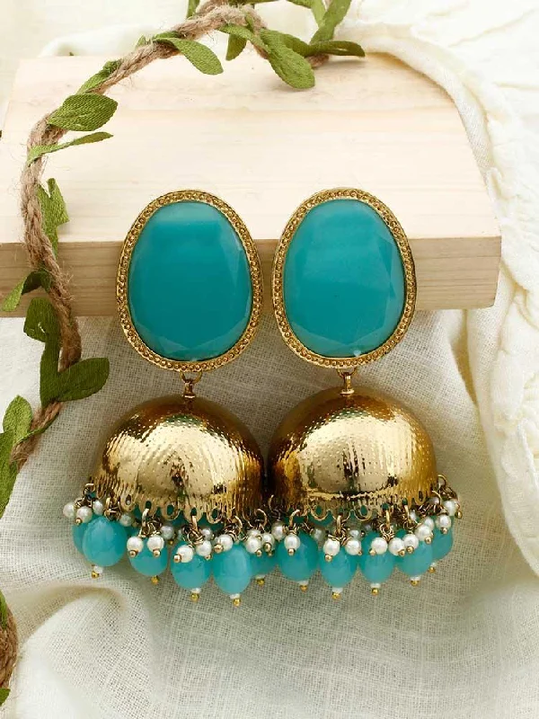 Women’s clip-on earrings-Turquoise Magna Shesha Jhumkis