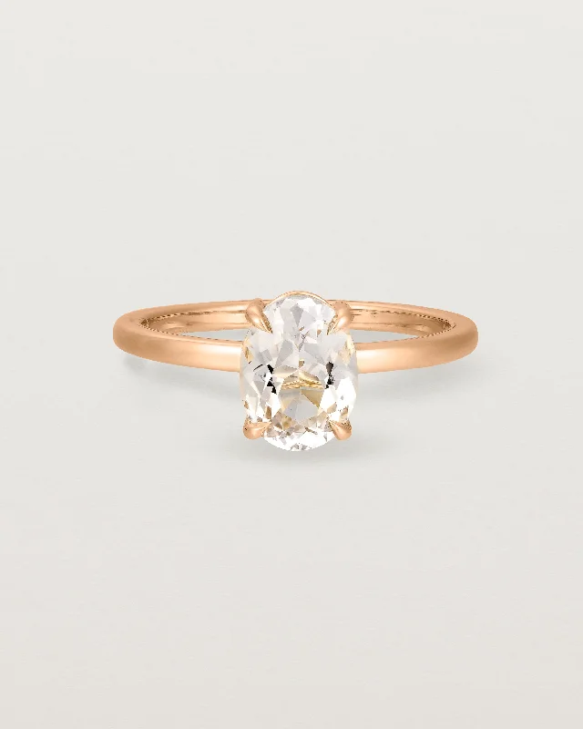 Women’s ruby rings-Una Oval Solitaire | Morganite