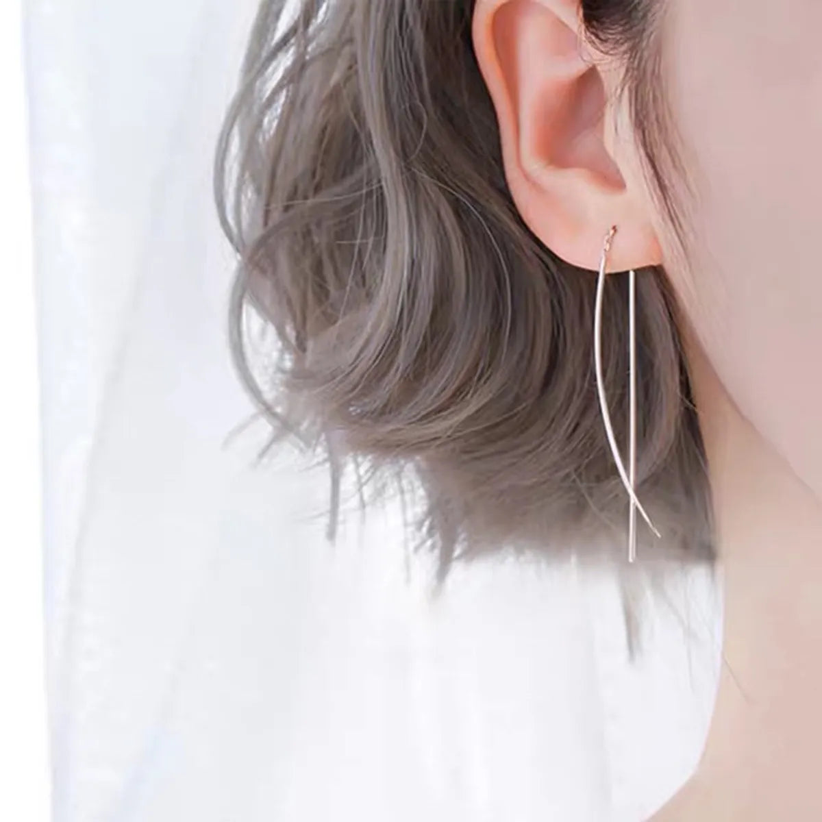 Women’s minimalist earrings-1 Pair Sterling Silver Geometric Ear Line