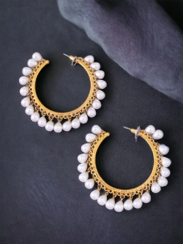 Women’s bridal earrings-Ivory Vinita Ethnic Hoops