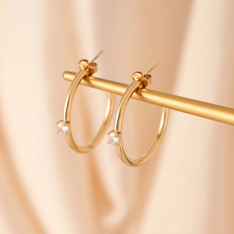 Women’s long earrings-C Shape Crystal Earrings