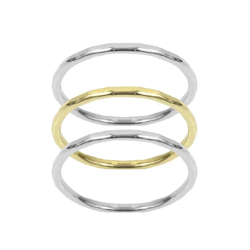 Women’s emerald rings-Silver & Gold Stack