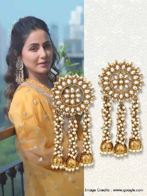 Women’s stackable earrings-Golden Surajmukhi Jhumkis