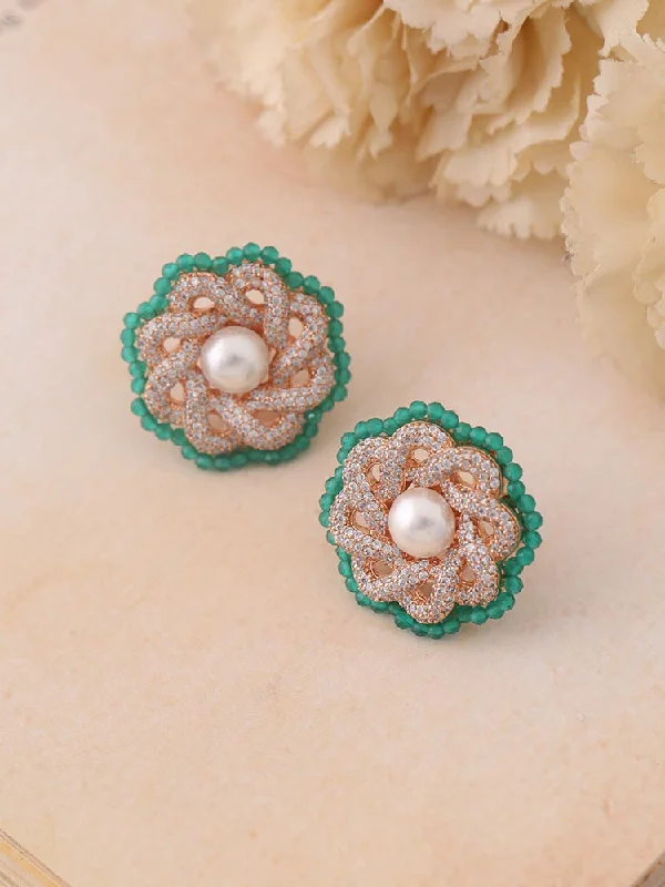 Women’s long earrings-Emerald Autumn Zirconia Studs