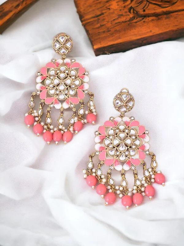 Women’s vintage drop earrings-Coral Jayshri Danglers