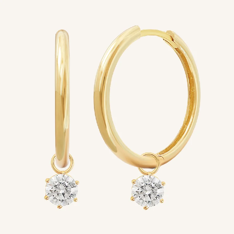 Women’s chandelier earrings-Grace Charm Hoops