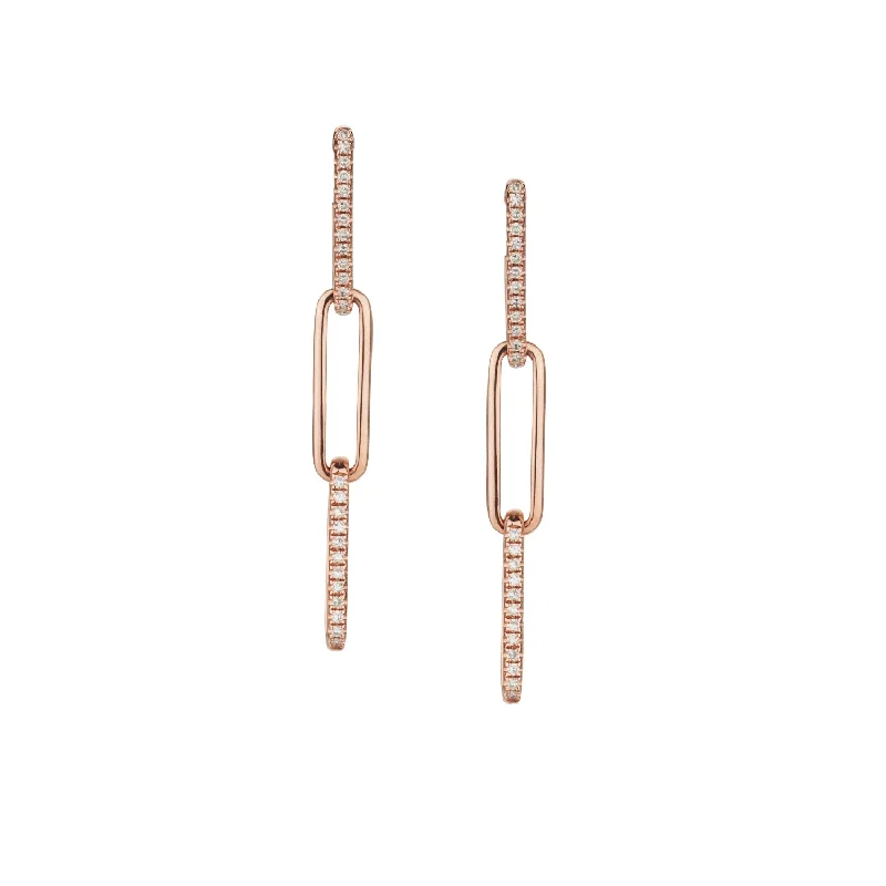 Women’s long dangling earrings-DIAMOND LINK DROP EARRINGS