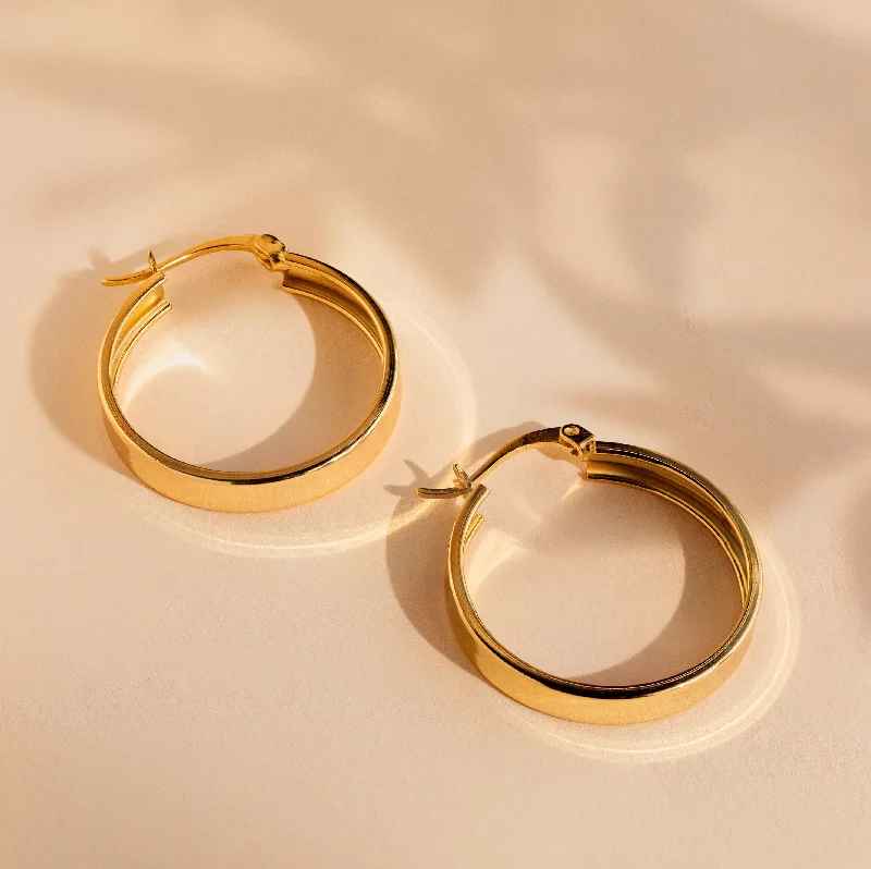 Women’s rose gold hoop earrings-Thick Hoops