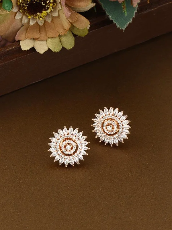 Women’s vintage earrings-Rose Gold Rida Zirconia Studs - EOSS